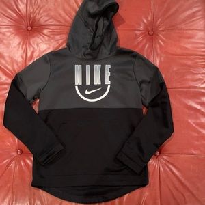 Nike dri-fit boys L hoodie.  Black and gray